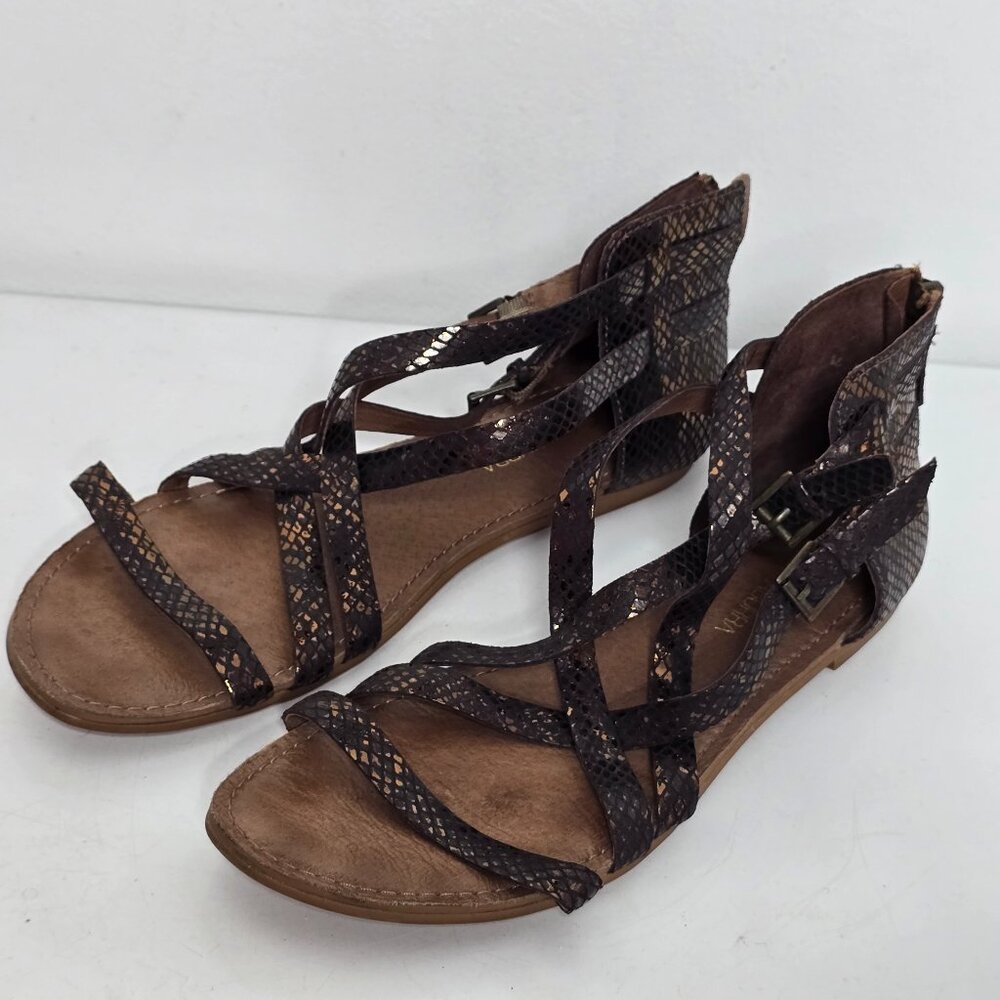 Koolaburra by UGGs Womens Sandals US 10 Gladiator Strappy Shiny Animal Print Zip